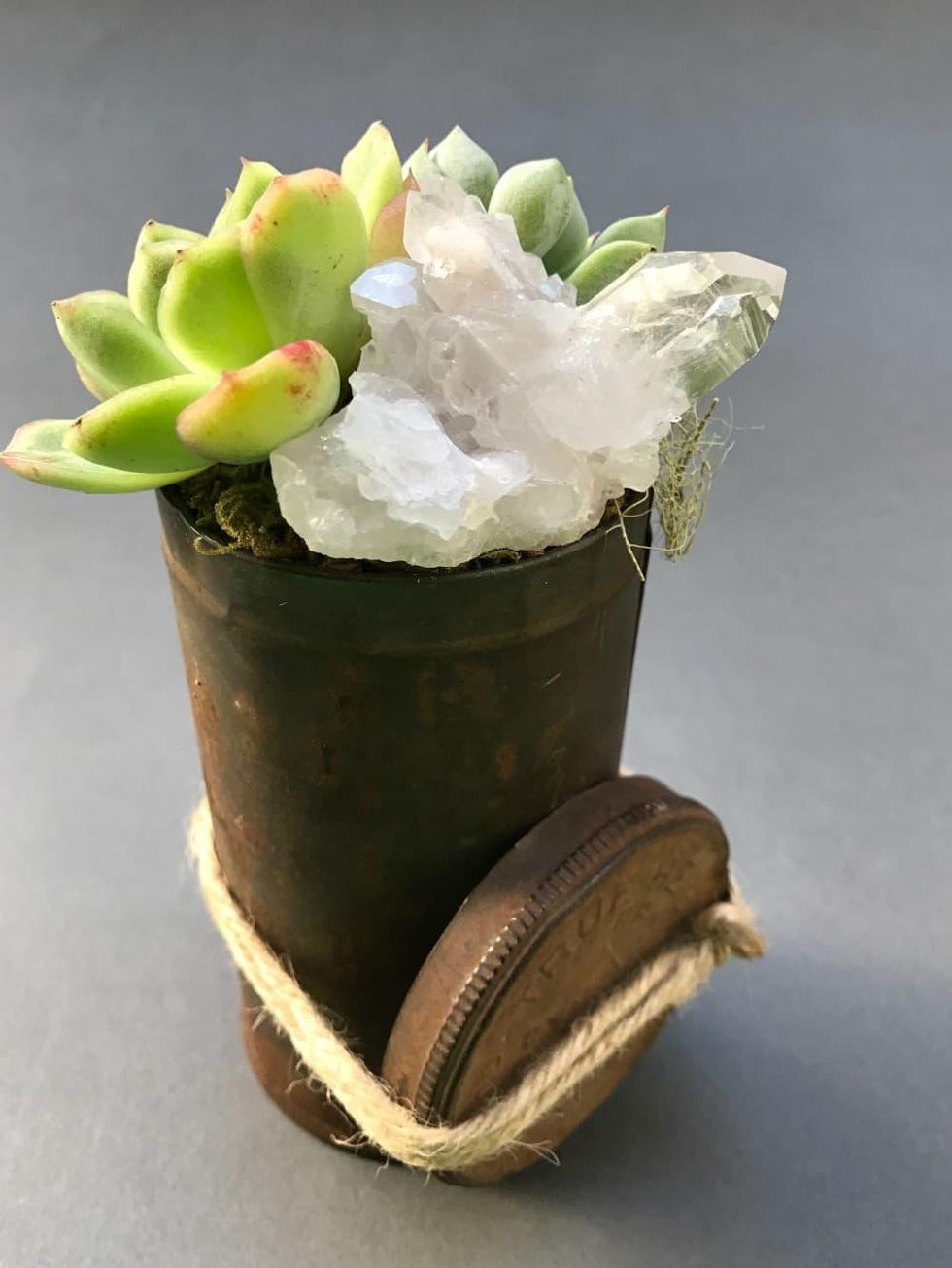 Lone Chimney Mercantile succulent and crystal arrangement