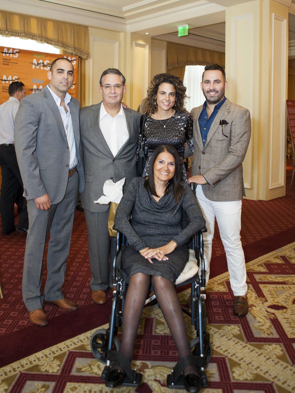 Lorraine Rosenberg (wheelchair) Carla Rosenberg, Jonathan Rosenberg, Robert Rosenberg, Ian Rosenberg, MS Luncheon