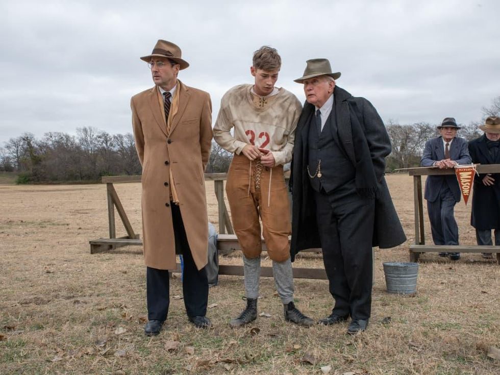 Luke Wilson, Jacob Lofland, and Martin Sheen in 12 Mighty Orphans