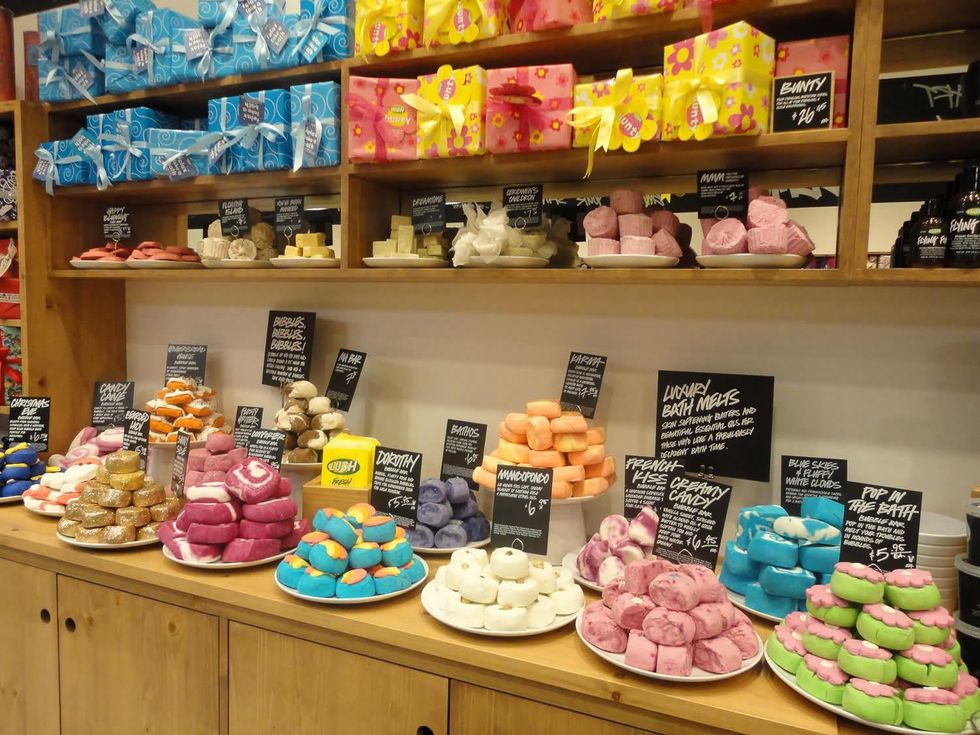 Lush Fresh Handmade Cosmetics soaps on counter