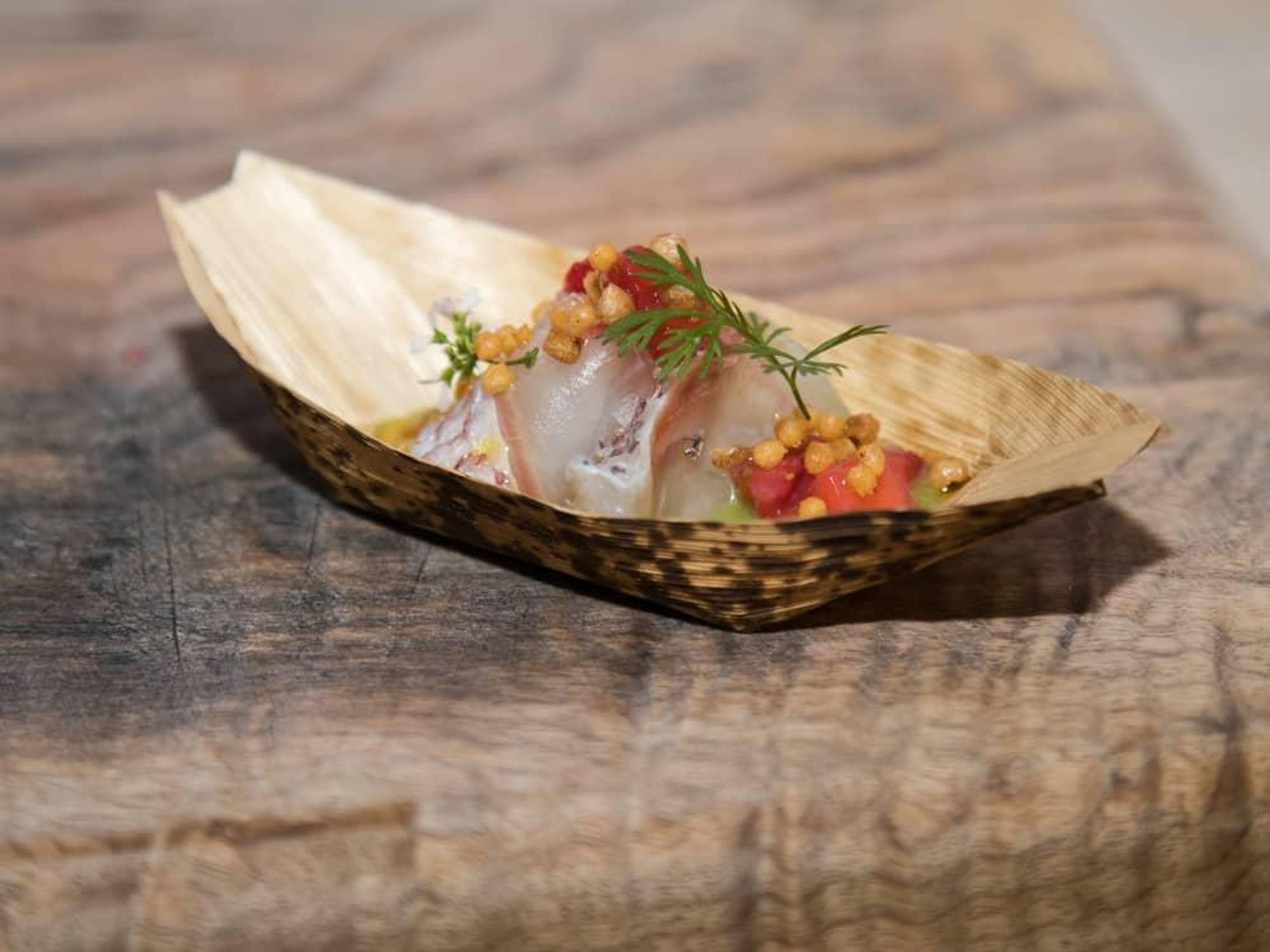 Madai, strawberry boshi, and green tomato from Uchi