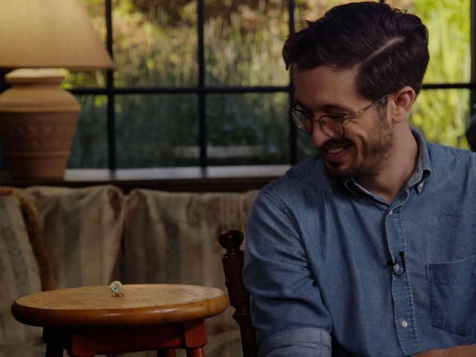 Marcel (Jenny Slate) and Dean Fleischer-Camp in Marcel the Shell with Shoes On