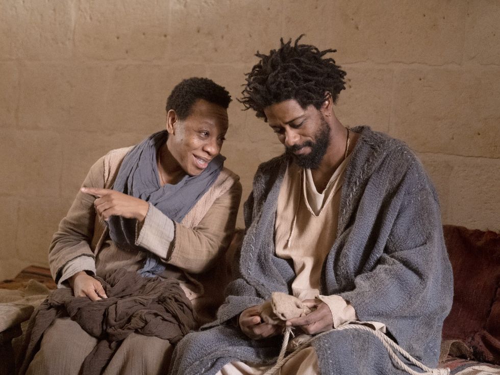 Marianne-Jean Baptiste and LaKeith Stanfield in The Book of Clarence