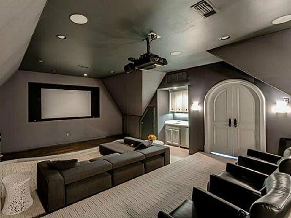Media room in Brenden Morrow's home in Dallas