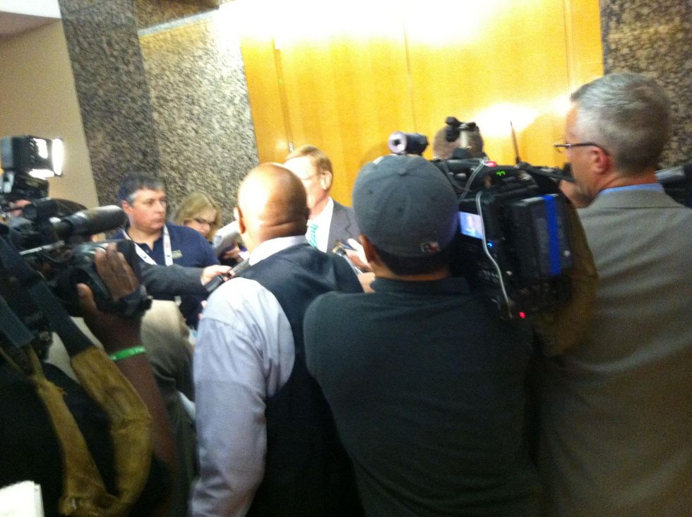 Media swarm attorney Bob Hinton