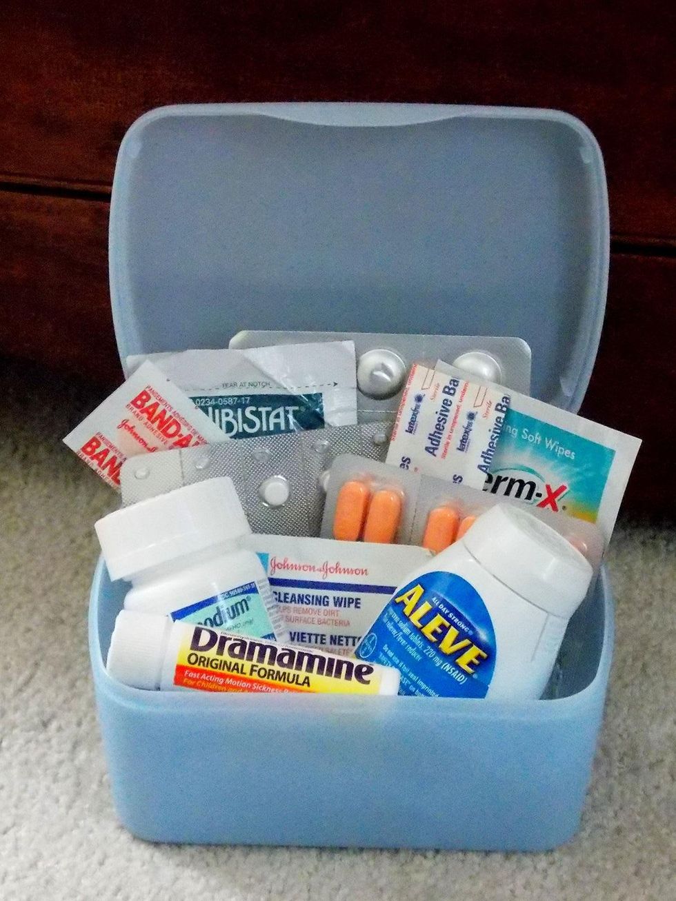 medicine packed for travel