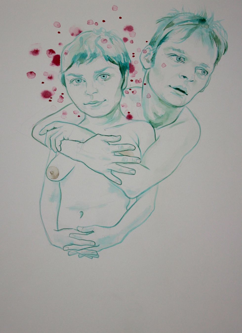 "Meg and Raque with Red Bubbles" by Heyd Fontenot of CentralTrak in Dallas