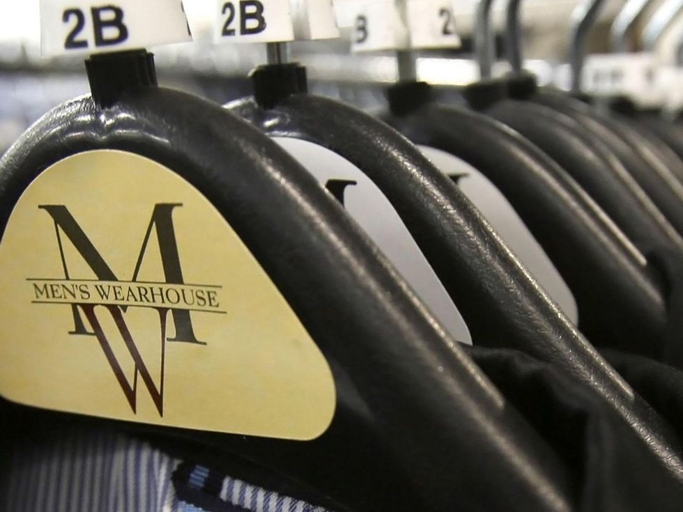 Men's Wearhouse clothes on hangers