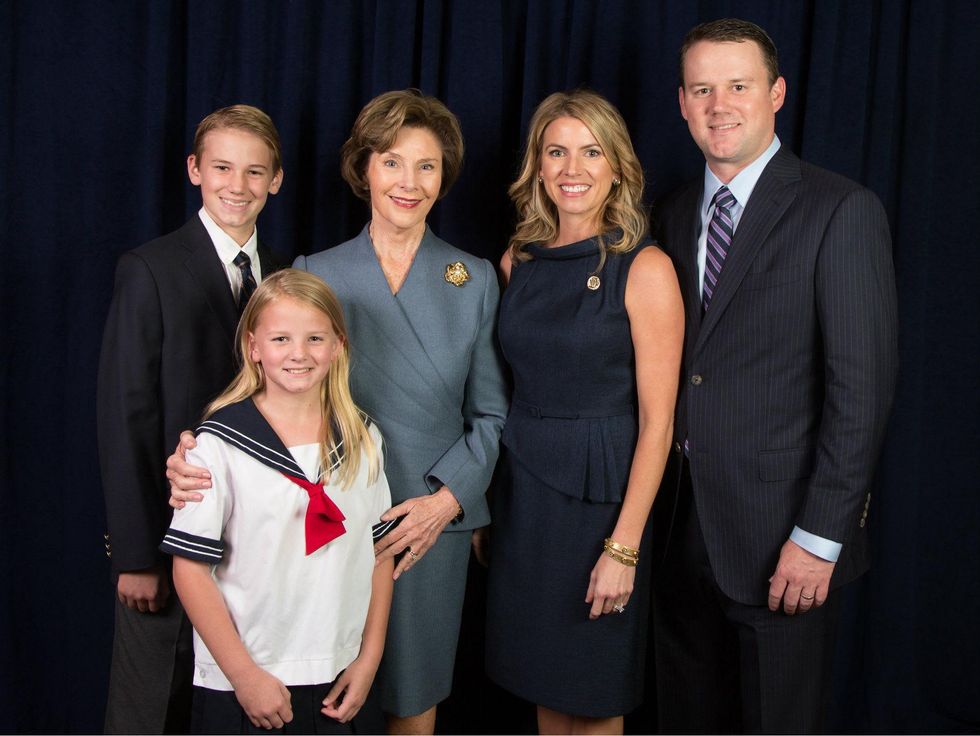 Michael Bagley, Caroline Bagley, Former First Lady Laura Bush, Junior L Julie Bagley, Scott Bagley, JLD Milestones Luncheon