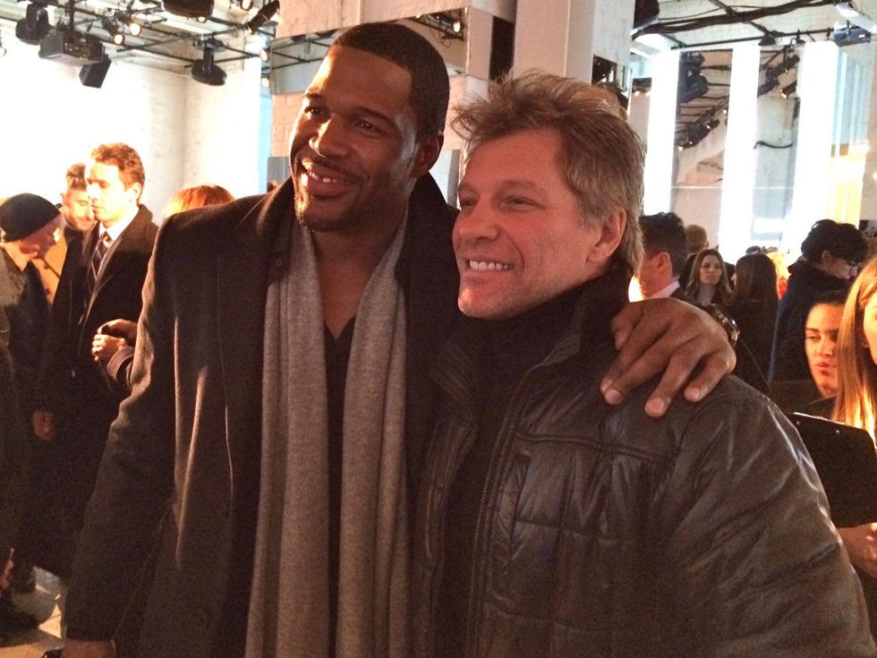 Michael Strahan, Jon Bon Jovi at Kenneth Cole show February 2014