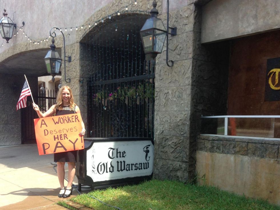 Michelle Charkowicz striking outside Old Warsaw