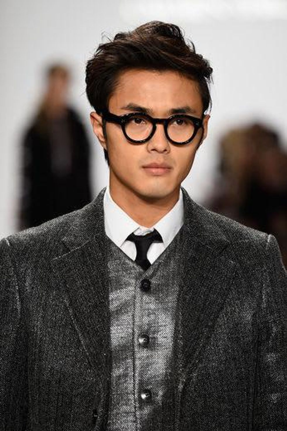 Naughty school boy look from Carmen Marc Valvo fall 2015 collection