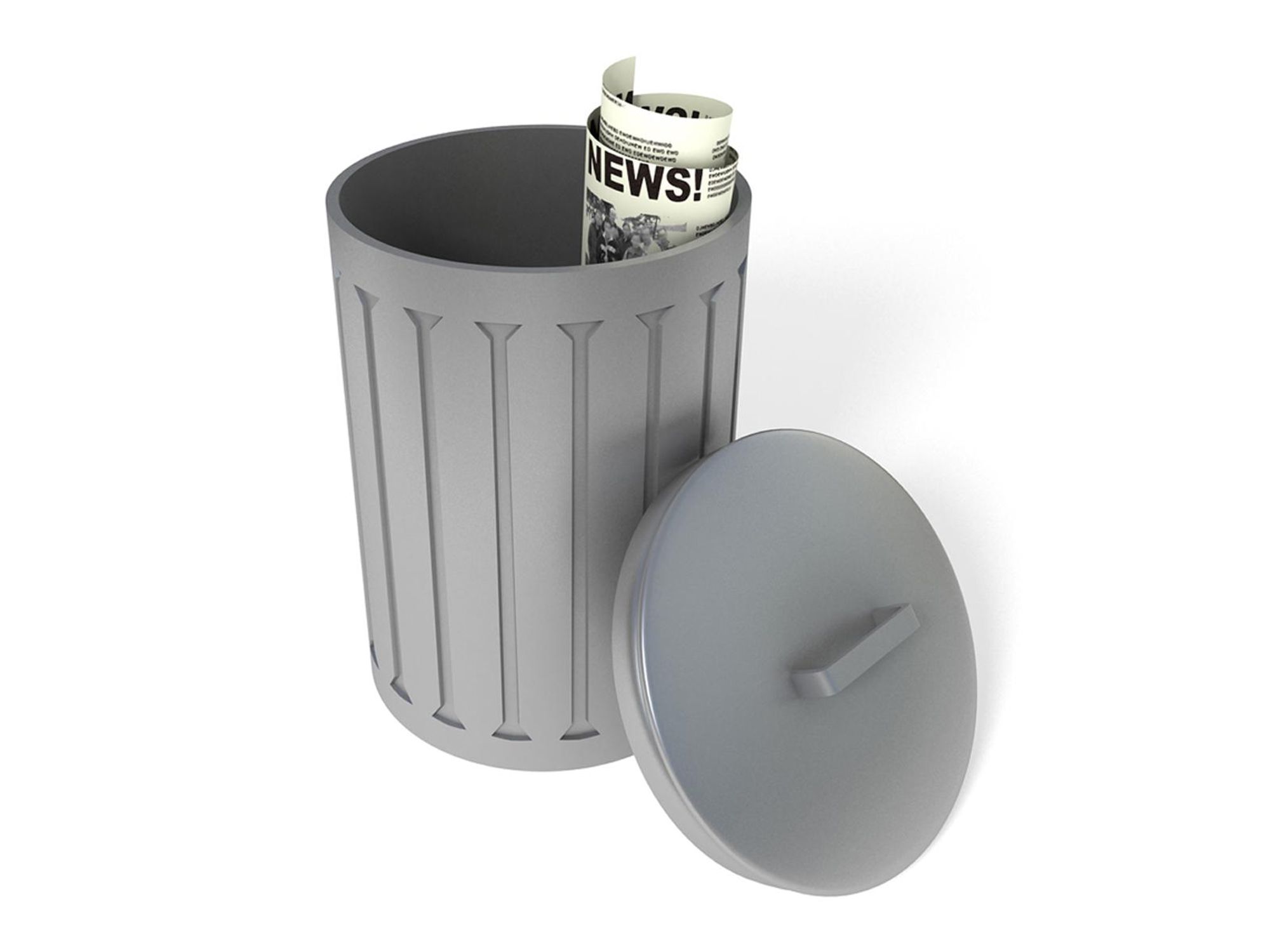 newspaper in trash can
