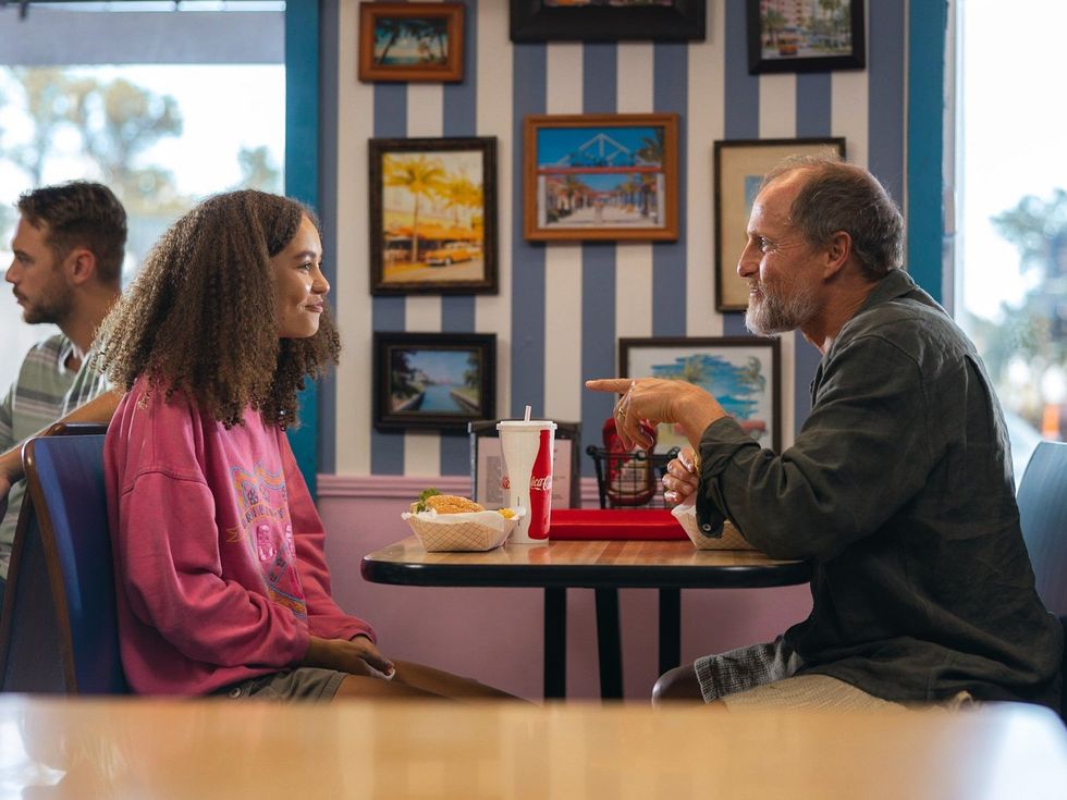 Nico Parker and Woody Harrelson in Suncoast