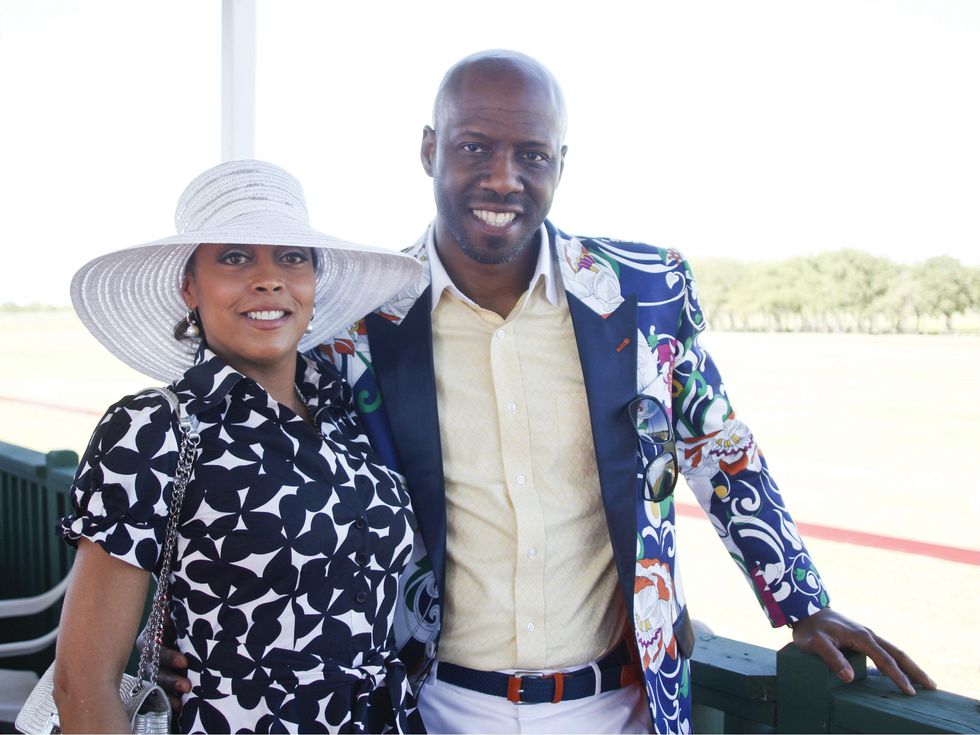 Nicole "Queenie" Dalrymple-Hall, artist Darin Vartanian, polo on the lawn