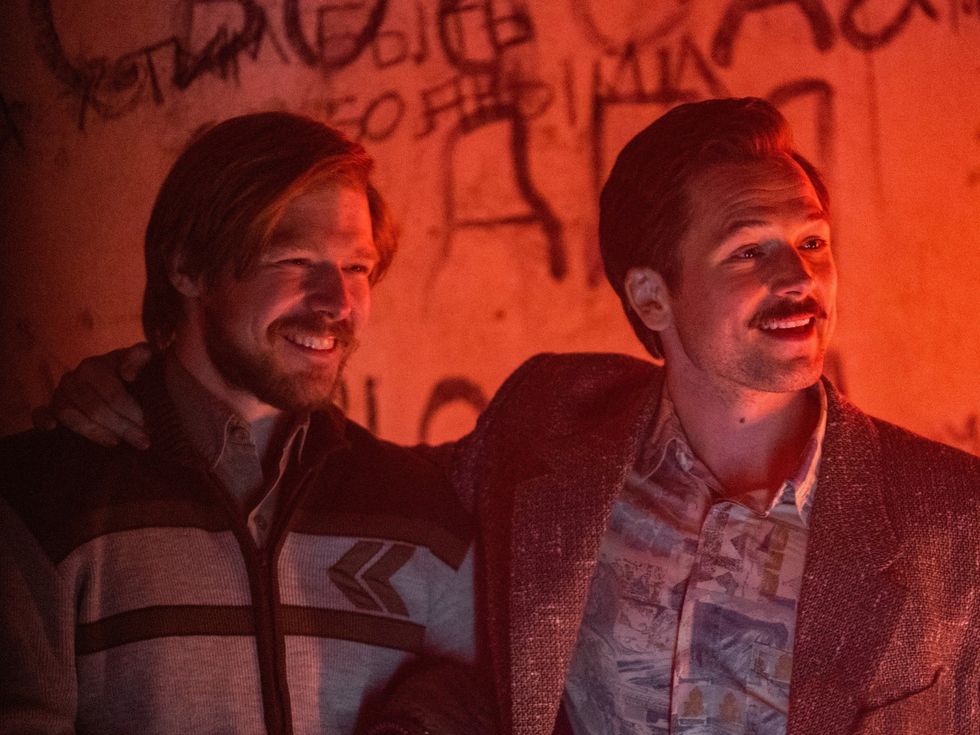 Nikita Efremov and Taron Egerton in Tetris