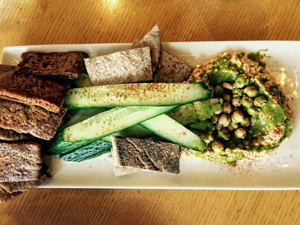 Oak, eggplant hummus