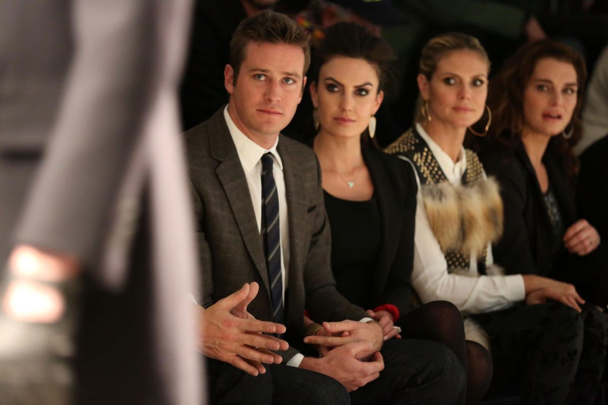On the front row from left, Armie Hammer, Elizabeth Chambers, Heidi