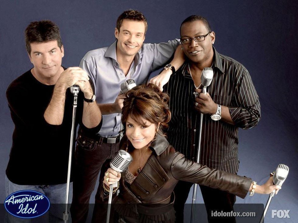 Original American Idol cast Simon Cowell, Paula Abdul, Randy Jackson and Ryan Seacrest