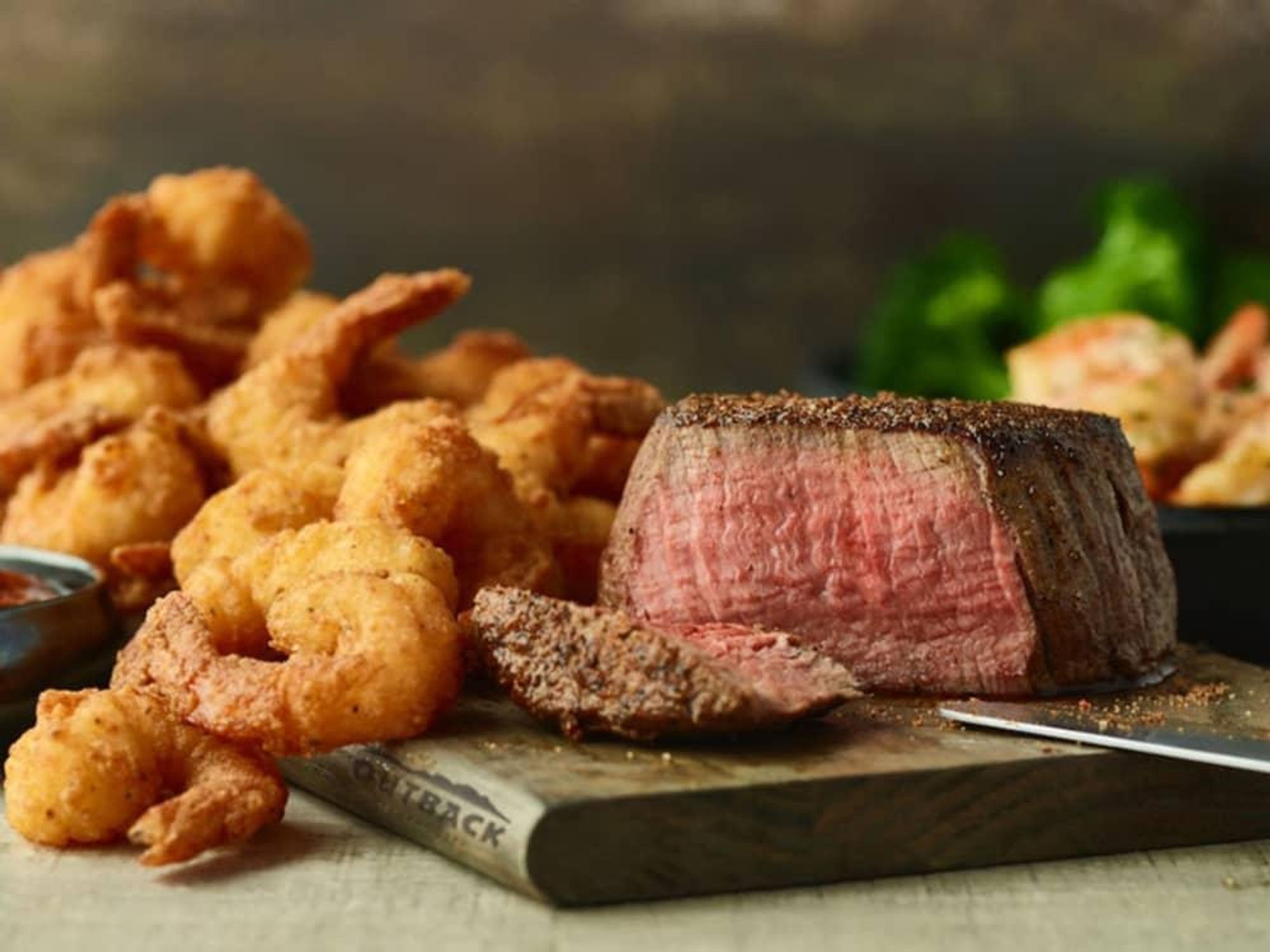 Outback Steakhouse steak fried shrimp