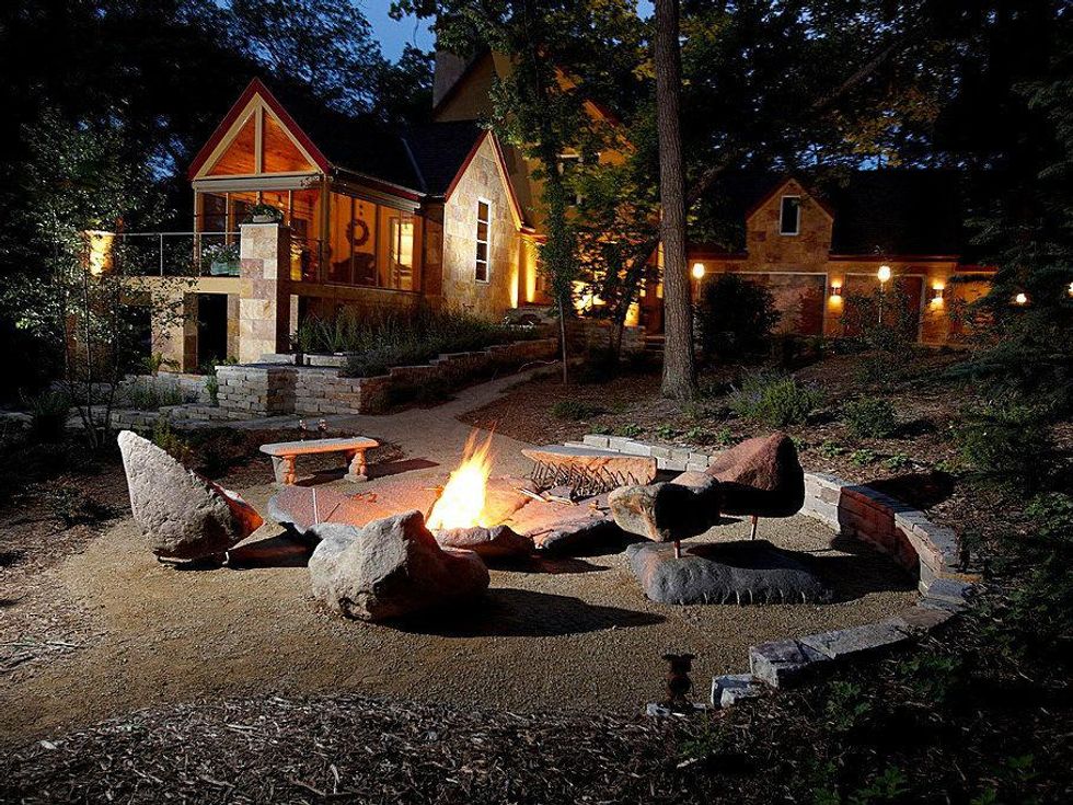 Outdoor stone fire pit