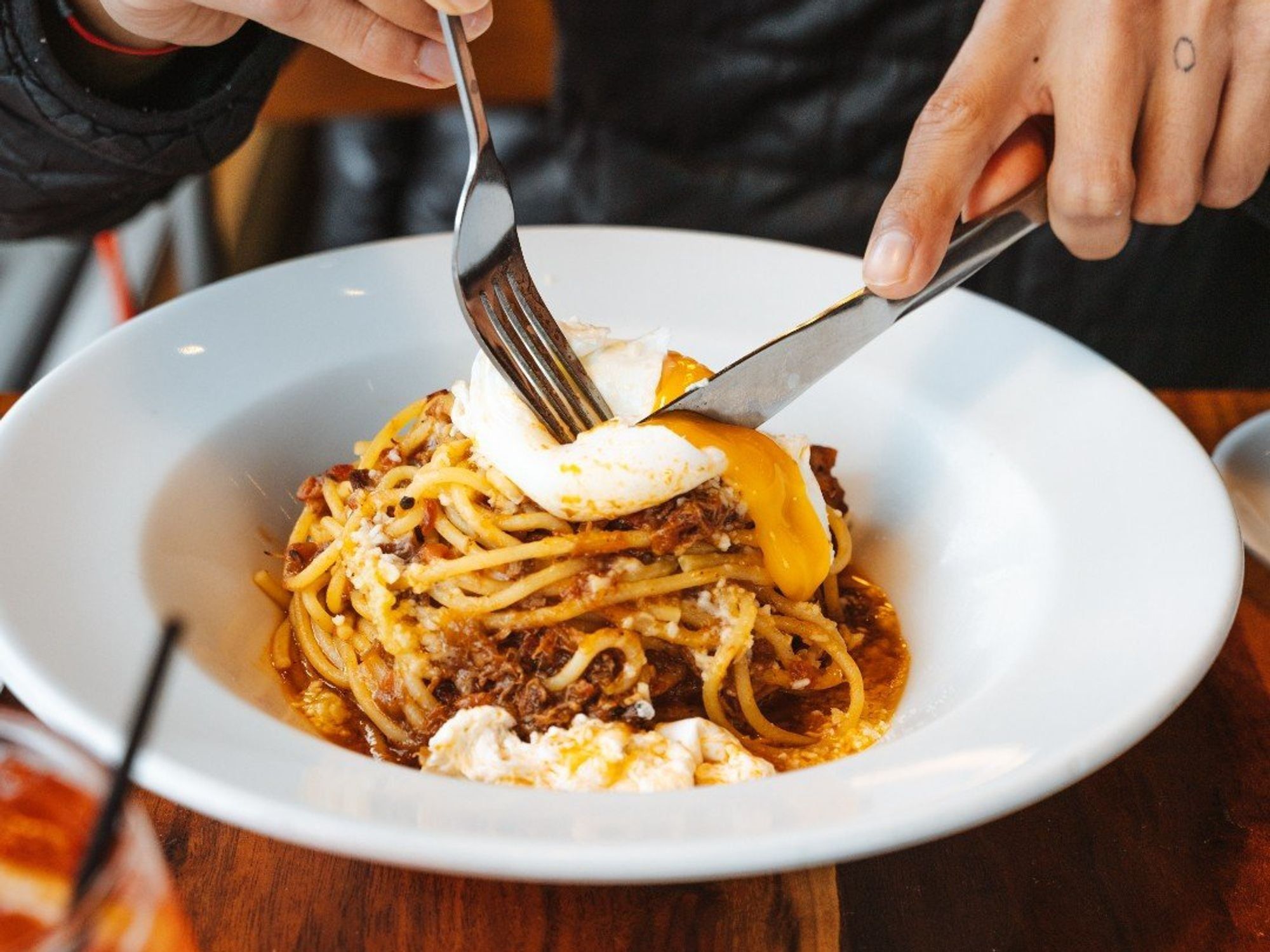 Pasta with a poached egg