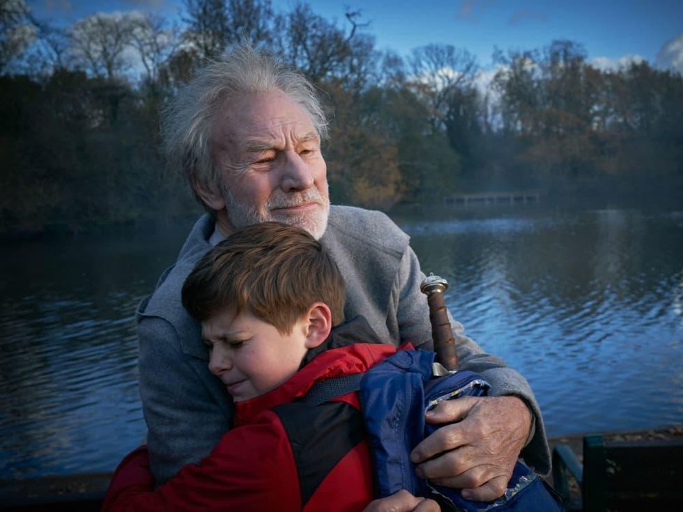 Patrick Stewart and Louis Ashbourne Serkis in The Kid Who Would Be King
