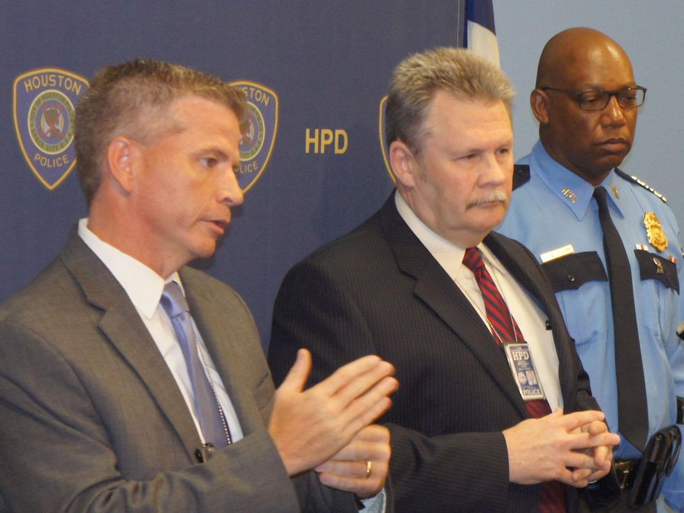 PD Homicide detectives Brian Harris and Millard Waters and Police Cheif McClelland IAH shootin May 2013