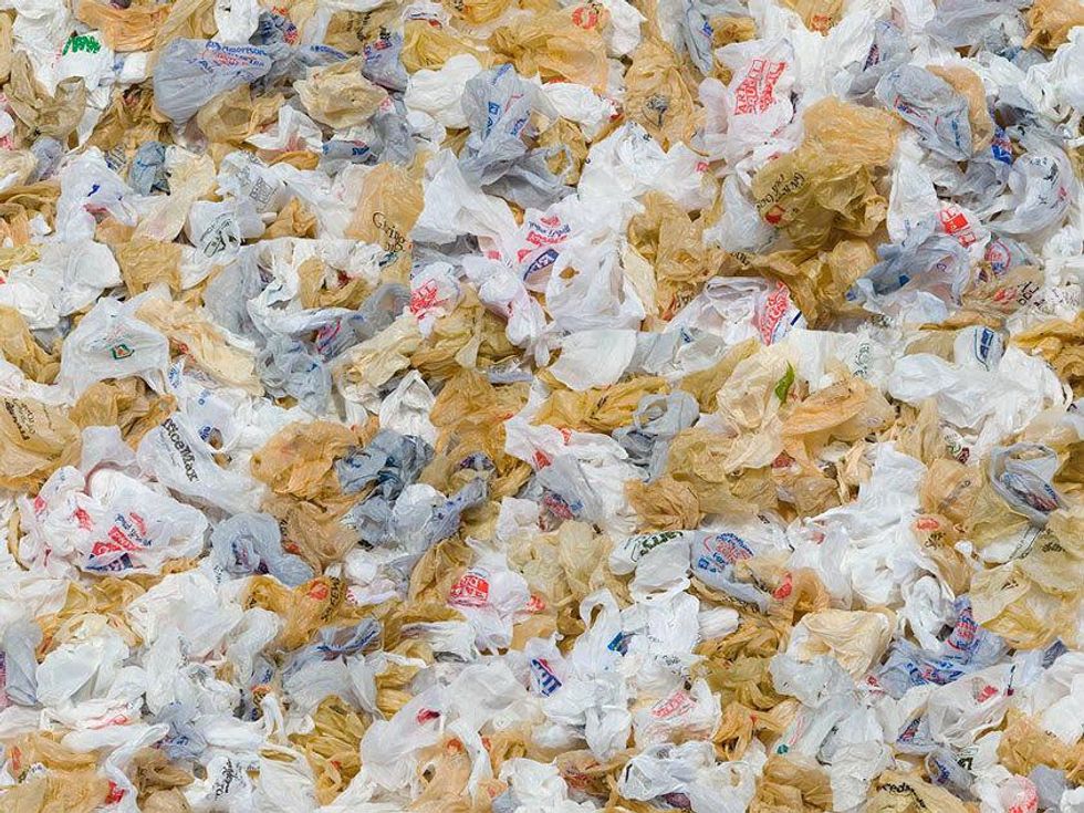 Plastic bags in a pile