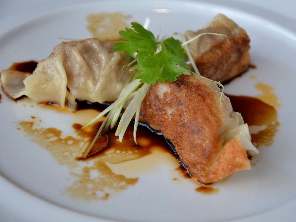 Pork belly pot sticker at Five Sixty in Dallas
