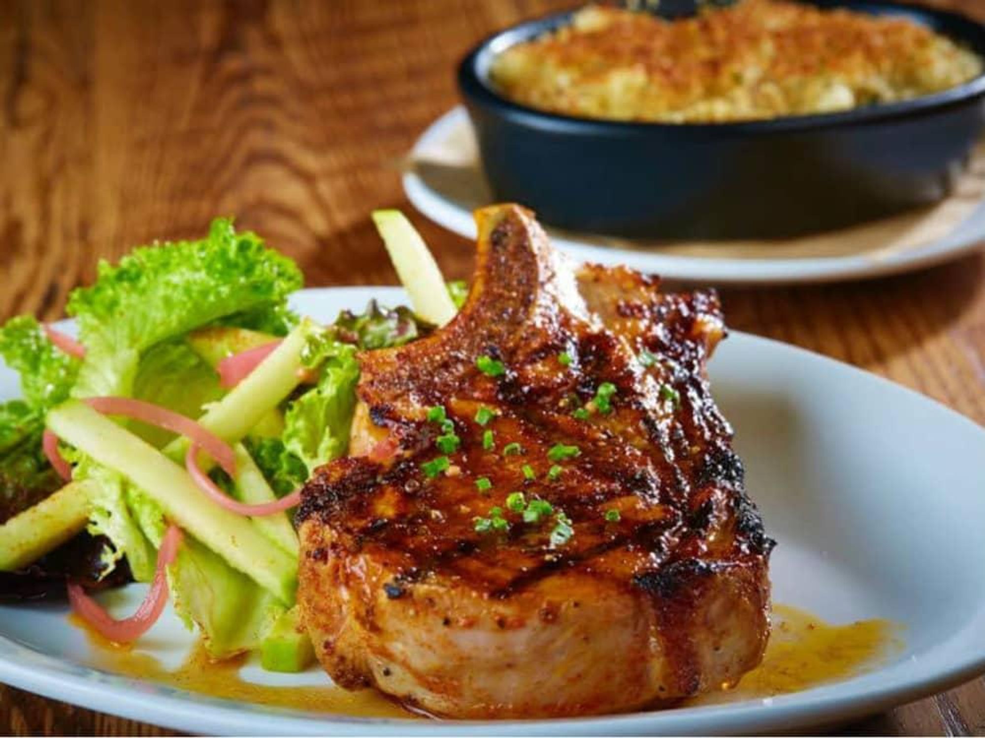 Pork chop at Sugarbacon restaurant in Dallas