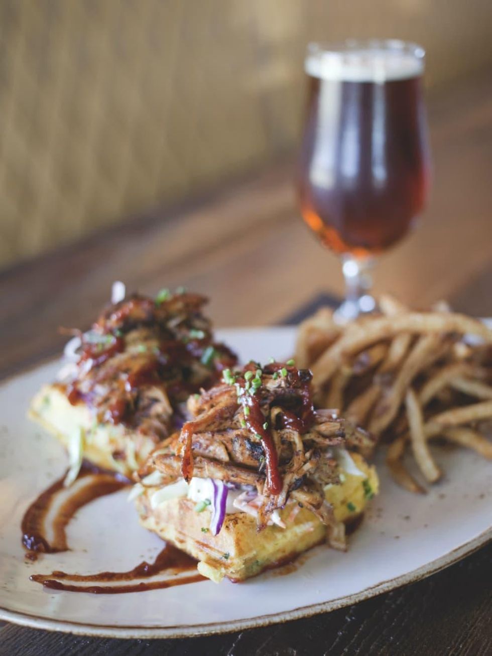 Pork sandwich and beer at Blatt Beer & Table