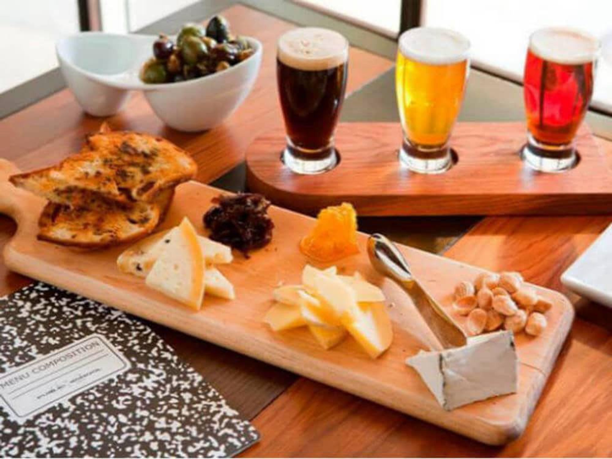 Public School cheese plate and beer sampler