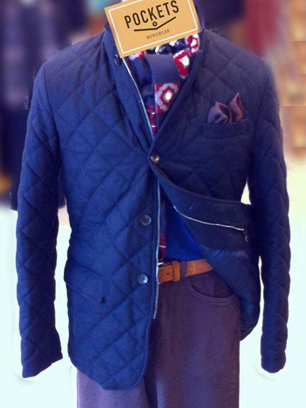 Quilted jacket at Pockets Menswear in Dallas