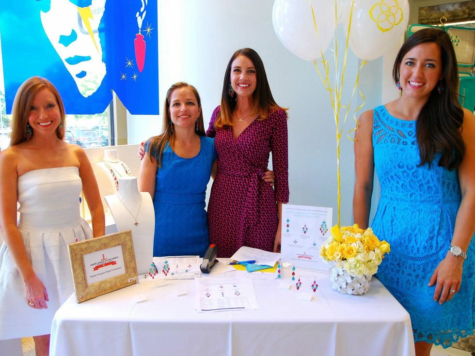 Rachel Manning, Kendra Dias, Kate Team, and Jenna Potter, fort worth grand opening party kendra scott