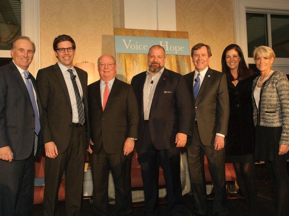 Ray Nixon, Rev. Bryan Dunagan, Mike Doramus, Clint Bruce, Dr. Gerald Turner, Mimi Vanderstraaten, Jane Gibson, voices of hope dinner