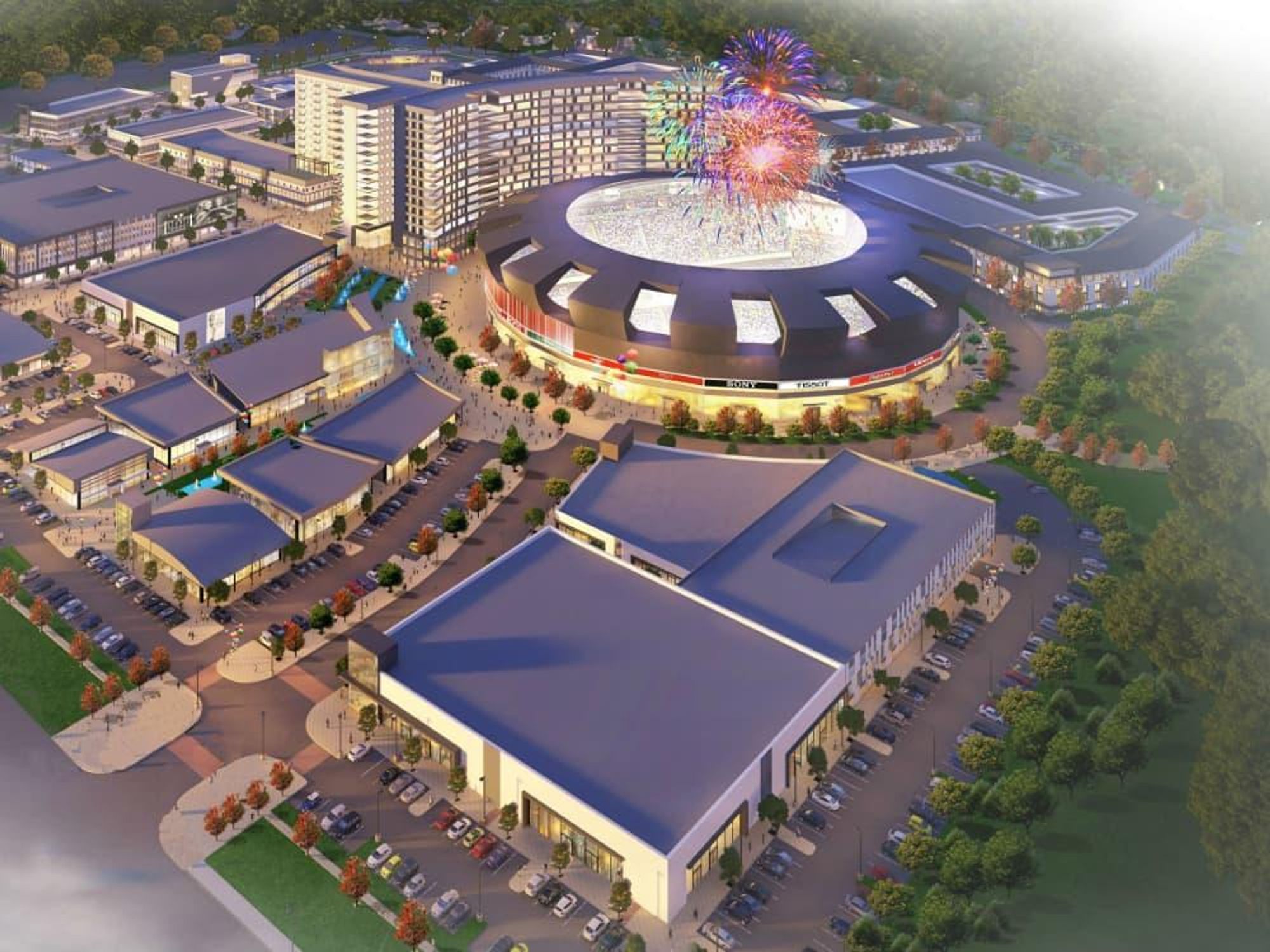 Rendering of new cricket stadium in Allen