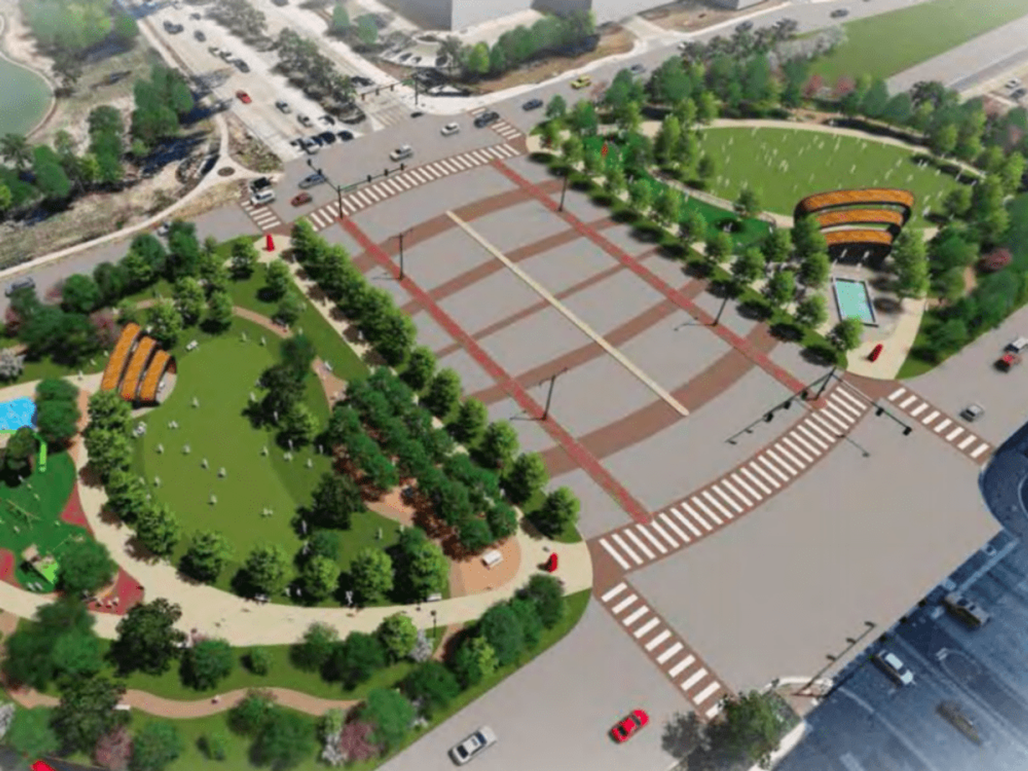 Rendering of proposed Legacy deck park in Plano