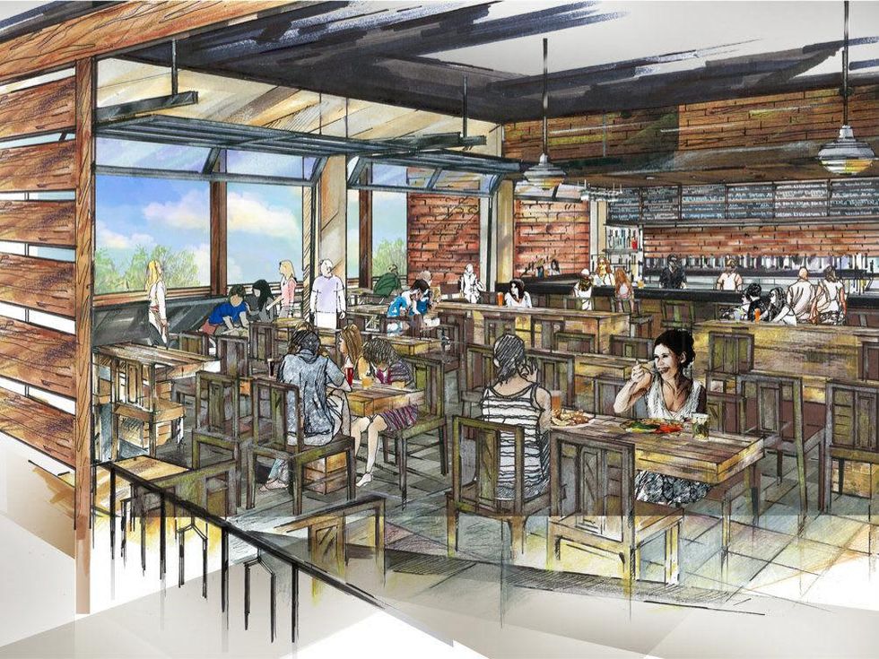 Rendering of taproom at Alamo Drafthouse downtown