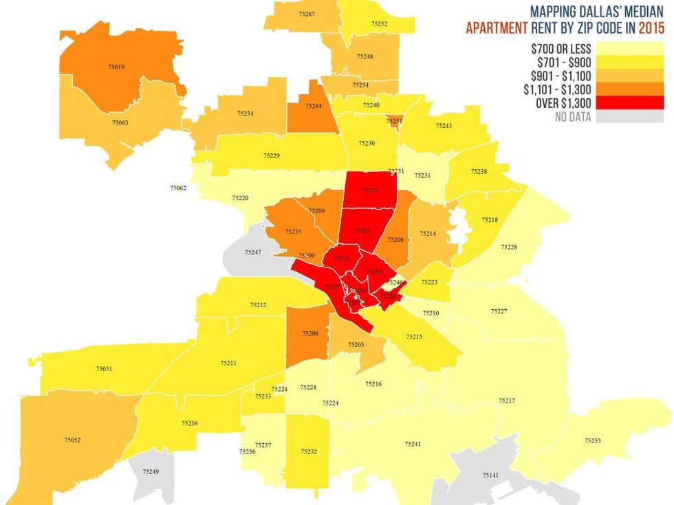 Rent heat map in Dallas