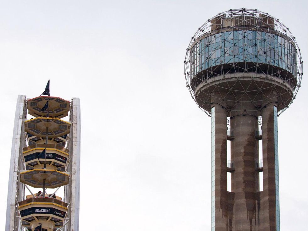 Reunion Tower and Ferris wheel at March Madness Music Festival