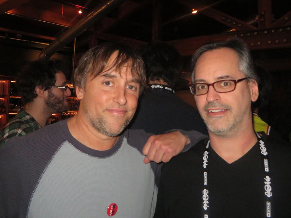 Richard Linklater and Jeffrey Radice at Austin film party at Sundance Film Festival January 2013