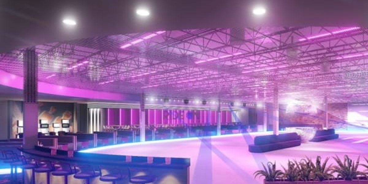 Hipster 80s style roller rink for the Dallas Design District