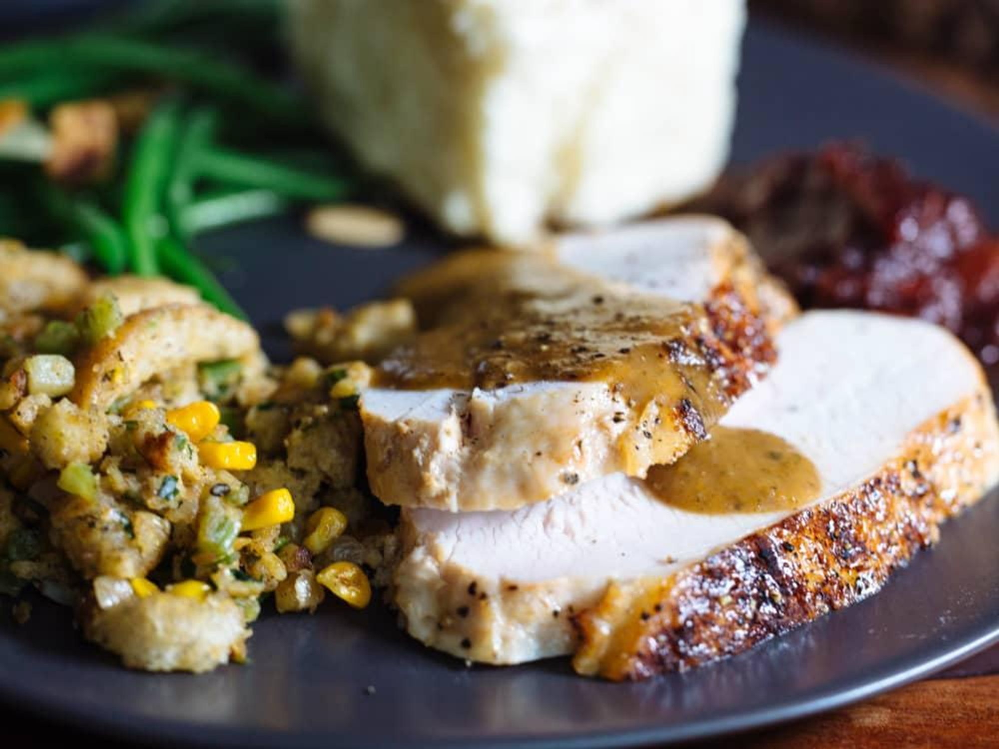Roast turkey and stuffing
