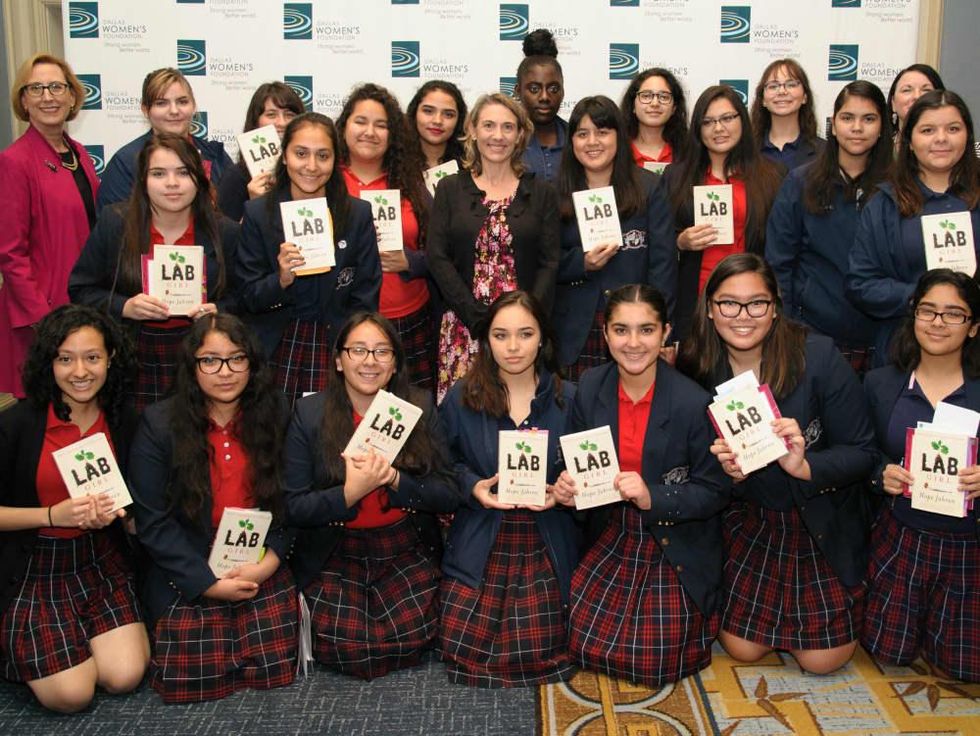 Roslyn Dawson Thompson with Young Women\u2019s Preparatory Network's Irma Rangel students