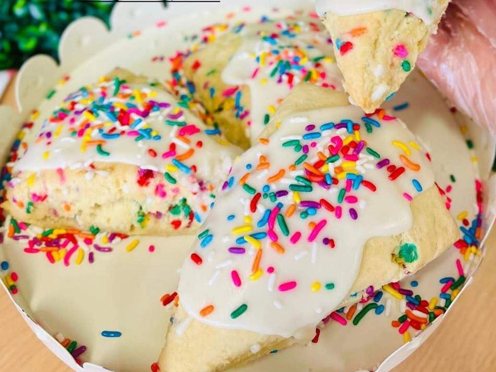Ruby's birthday cake scones