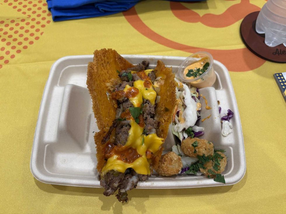 Sample size of Burger Chop Tater Tacos at the 2026 Big Tex Choice Awards