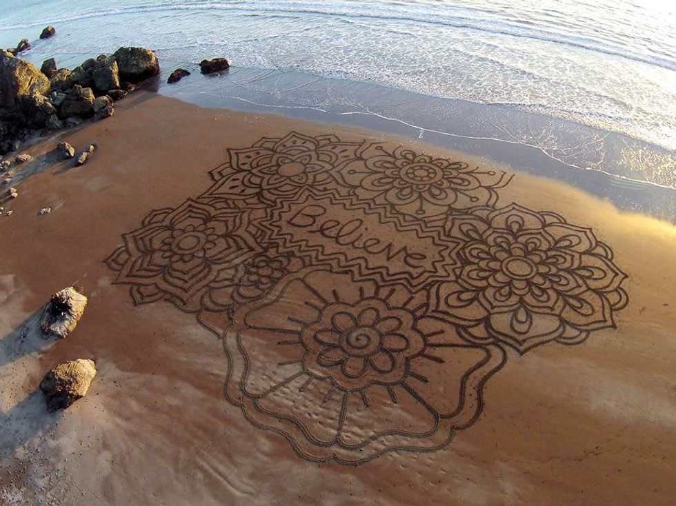 Sand art on beach