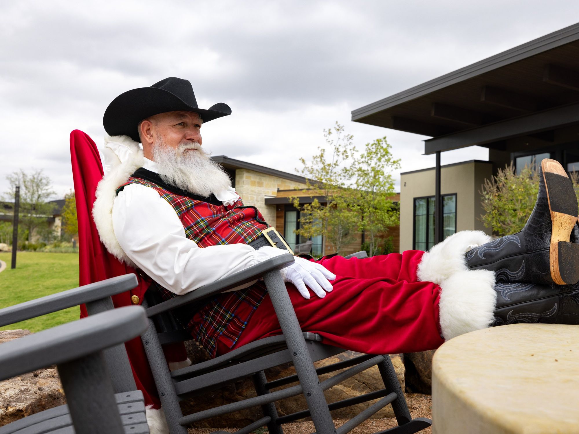 Santa in cowboy boots