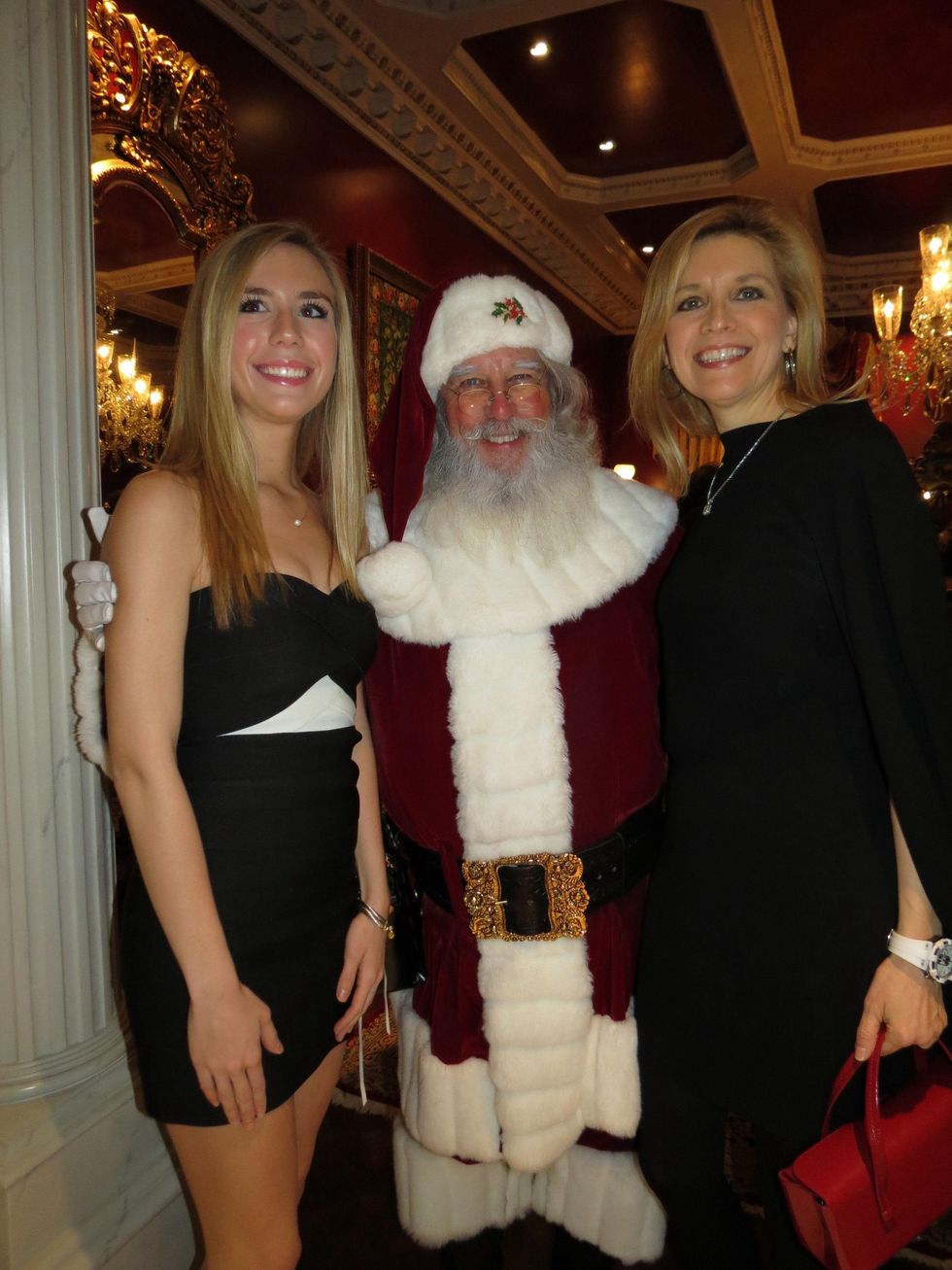 Sarah Kline with Santa Claus and Elizabeth Hunter, dsol debs holiday party